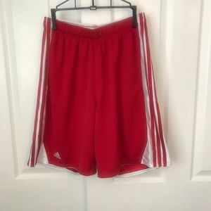 Adidas Men’s Red & White Shorts.        Size: L